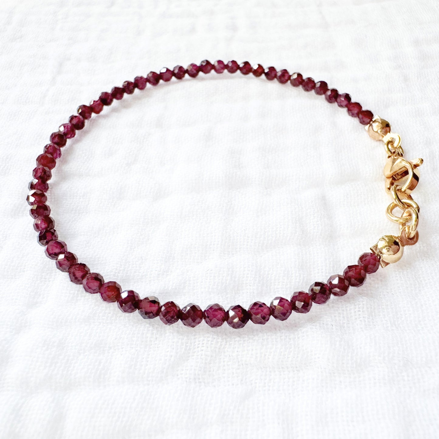 Garnet Gemstone Stacking Bracelet | Gold