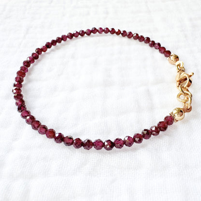 Garnet Gemstone Stacking Bracelet | Gold