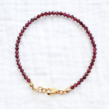 Garnet Gemstone Stacking Bracelet | Gold