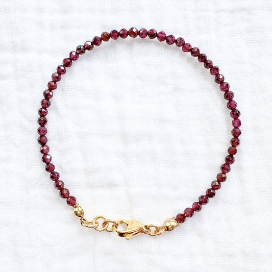 Garnet Gemstone Stacking Bracelet | Gold
