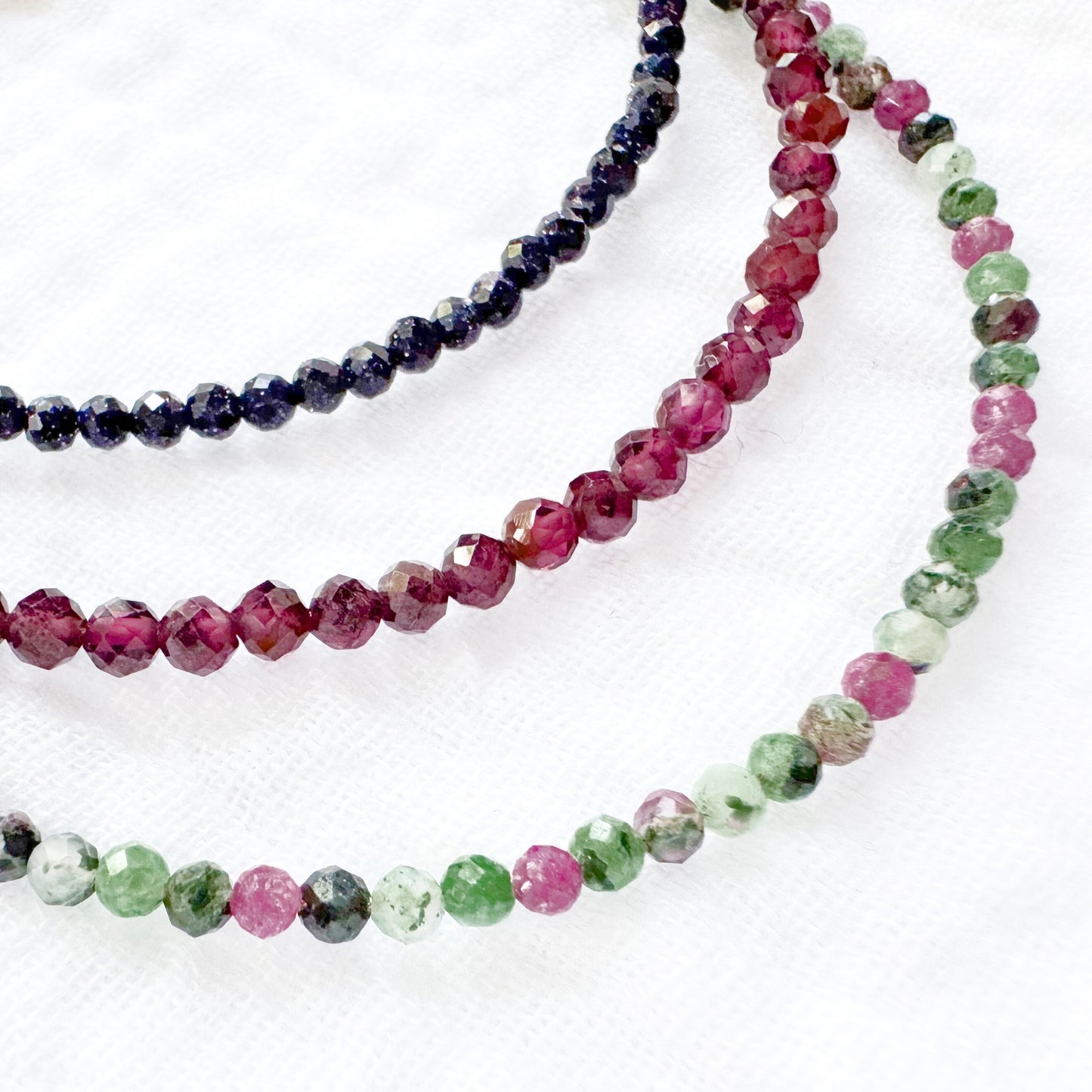 Ruby Zoisite Gemstone Stacking Bracelet | Gold