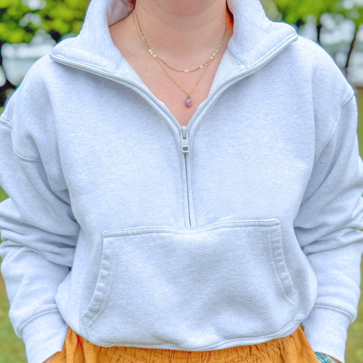 Enid Mini Ornate Pressed Flower Necklace | Gold