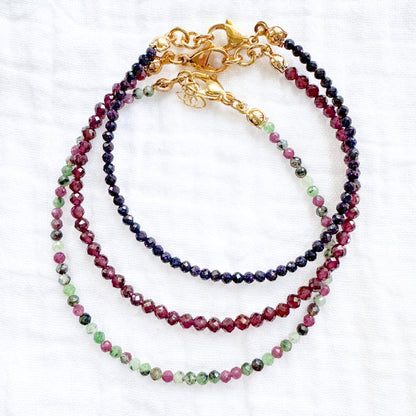 Ruby Zoisite Gemstone Stacking Bracelet | Gold