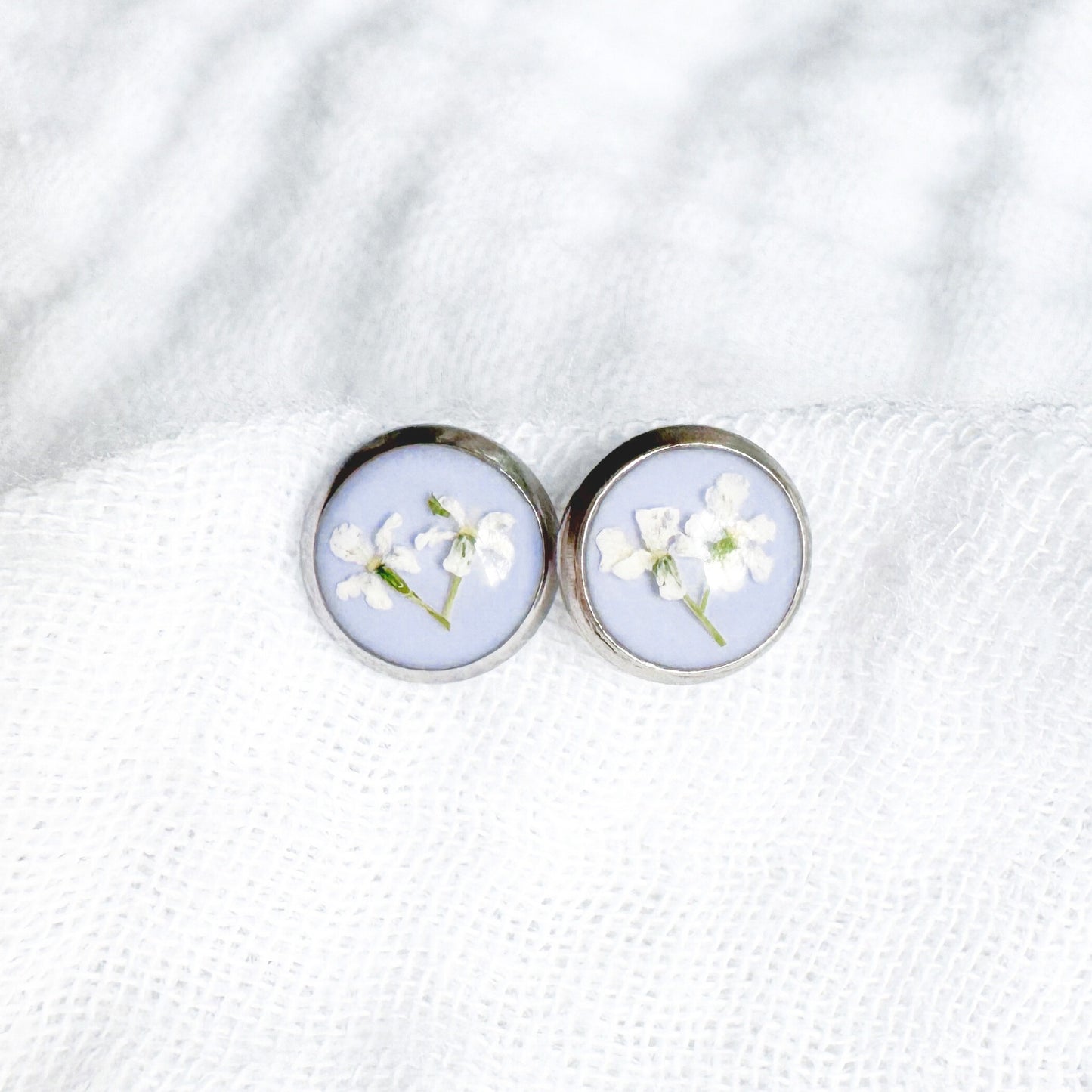 Grace Pressed Flower Earrings | Silver