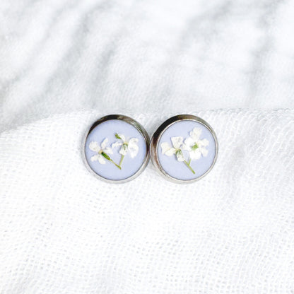 Grace Pressed Flower Earrings | Silver