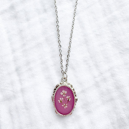 *Custom* Anneli Ornate Pressed Flower Necklace | Silver
