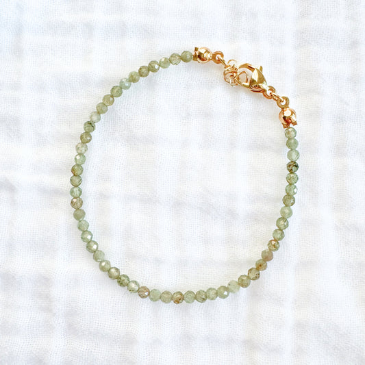 Green Apatite Gemstone Stacking Bracelet | Gold