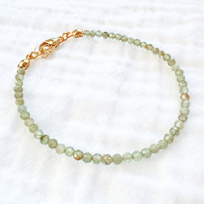 Green Apatite Gemstone Stacking Bracelet | Gold