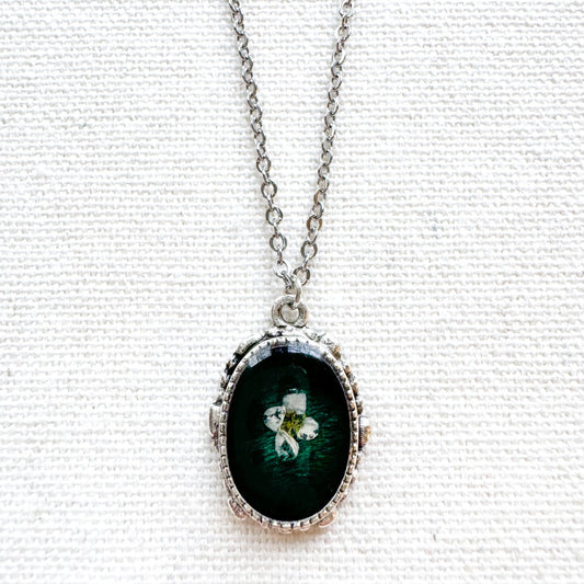 Gwendolyn Pressed Flower Necklace | Silver