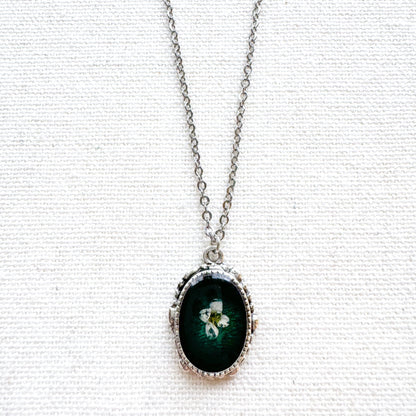 Gwendolyn Pressed Flower Necklace | Silver