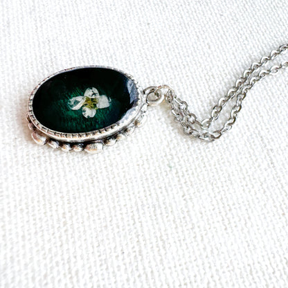 Gwendolyn Pressed Flower Necklace | Silver