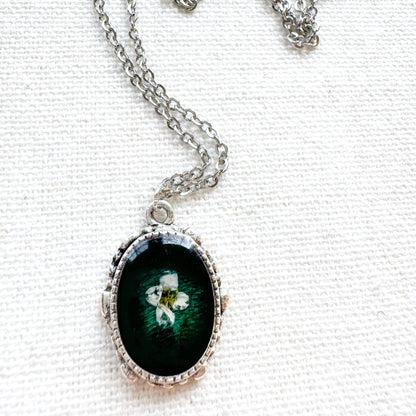 Gwendolyn Pressed Flower Necklace | Silver