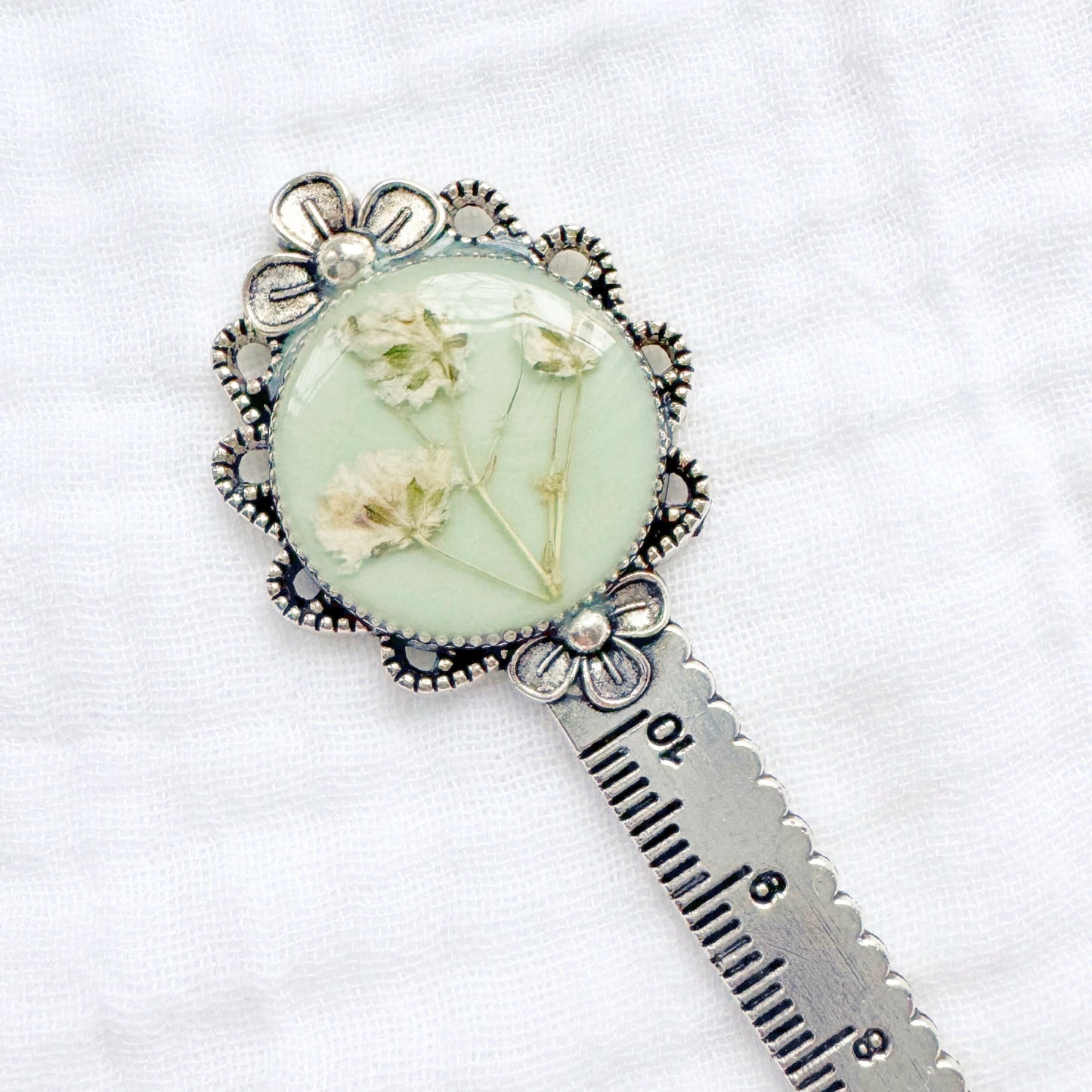 Heather Pressed Flower Bookmark | Silver