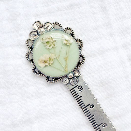 Heather Pressed Flower Bookmark | Silver