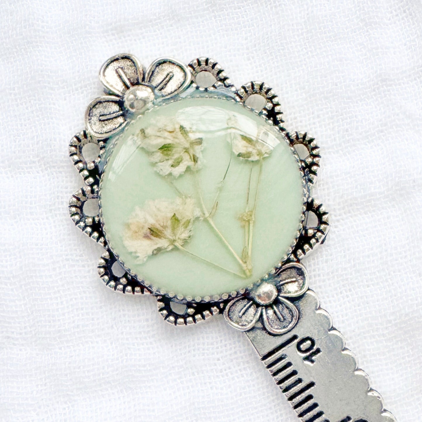 Heather Pressed Flower Bookmark | Silver
