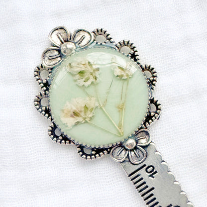 Heather Pressed Flower Bookmark | Silver