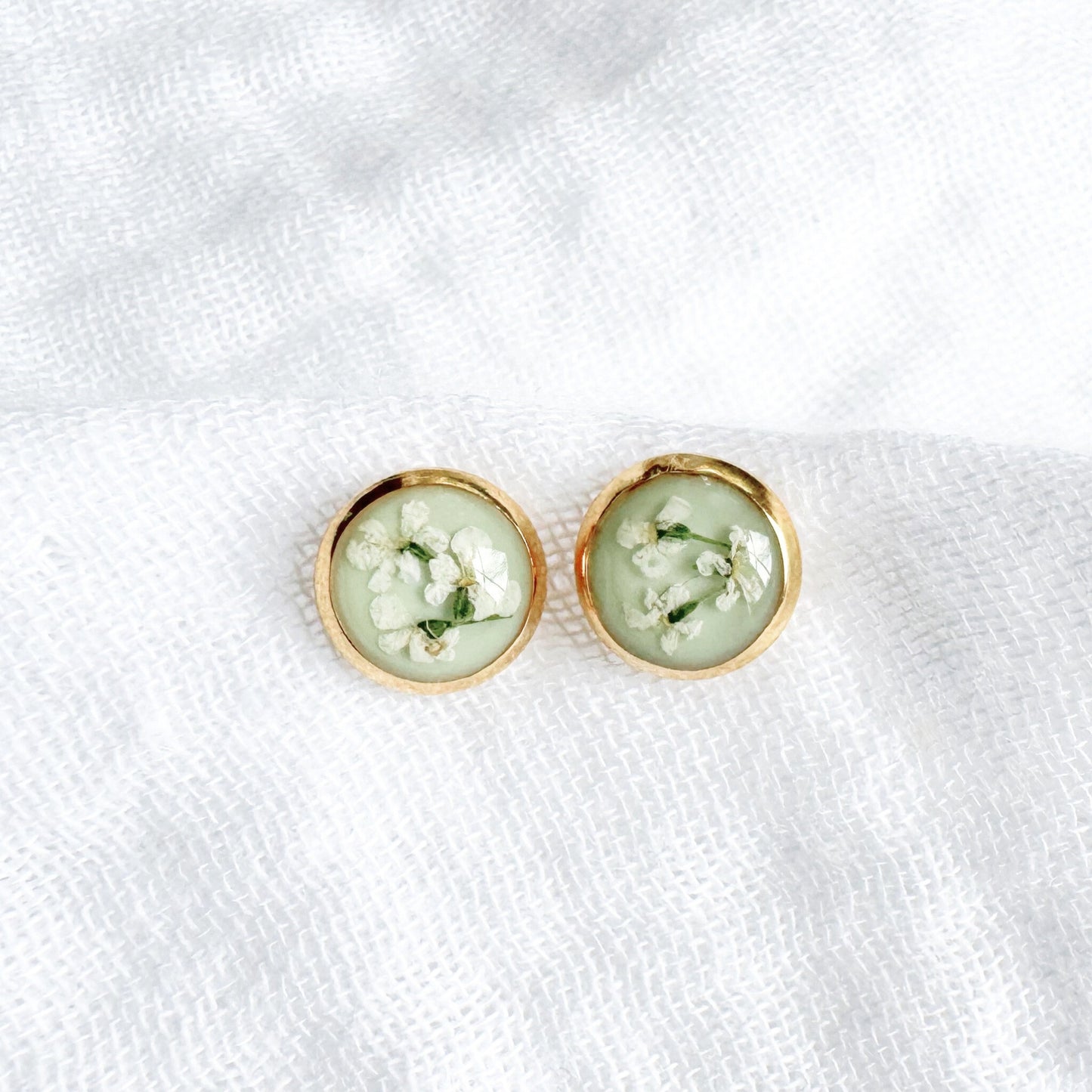Heather Pressed Flower Earrings | Gold