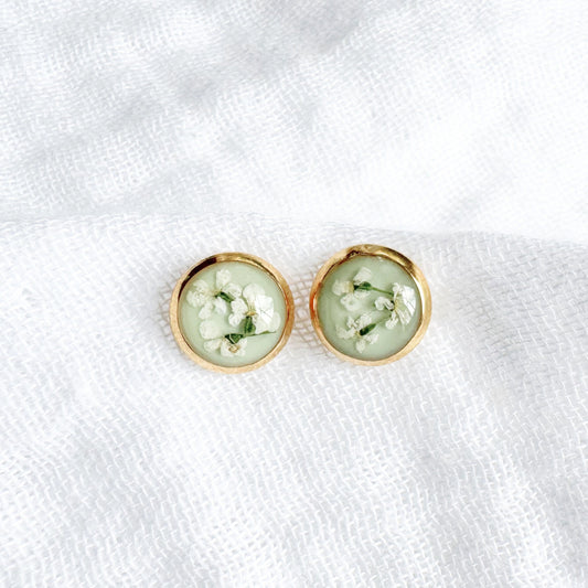 Heather Pressed Flower Earrings | Gold
