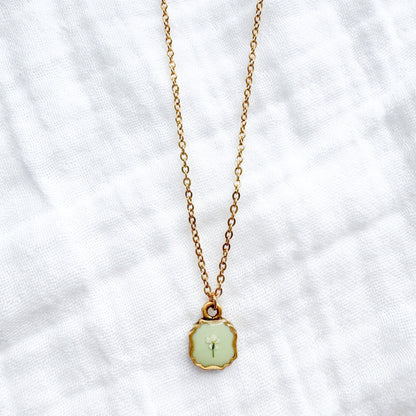 Heather Mini Frame Pressed Flower Necklace | Gold