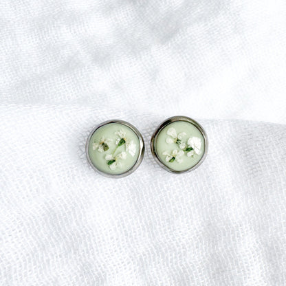 Heather Pressed Flower Earrings | Silver