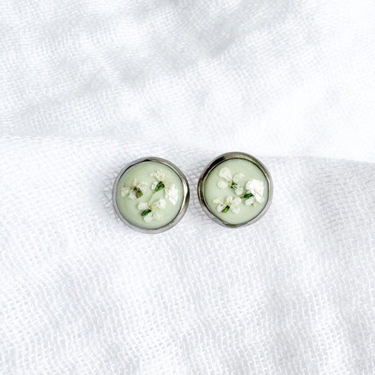 Heather Pressed Flower Earrings | Silver
