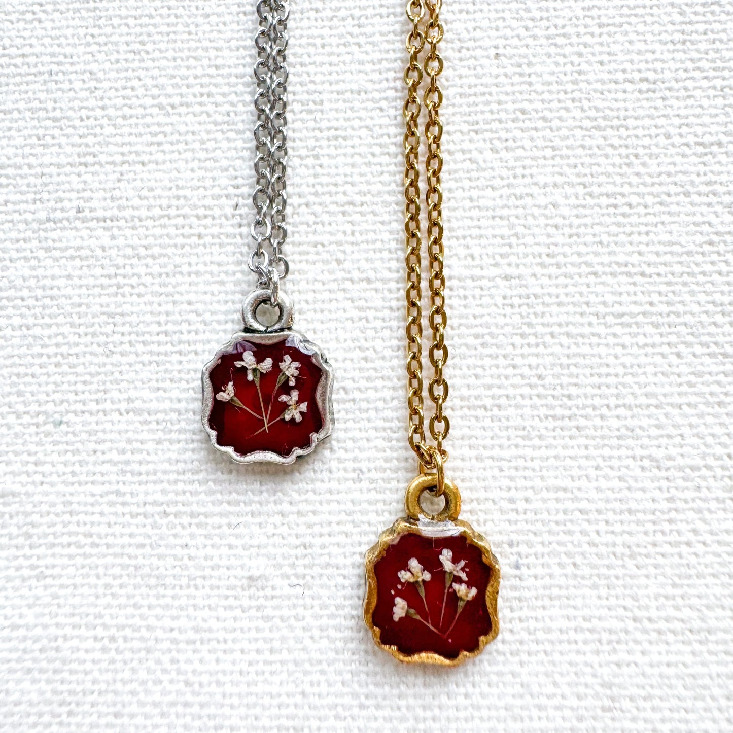 Holly Pressed Flower Necklace | Silver