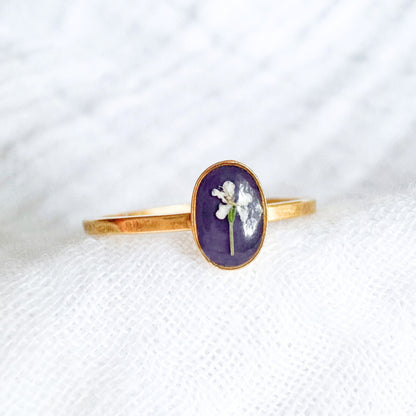 Iris Pressed Flower Ring | Gold