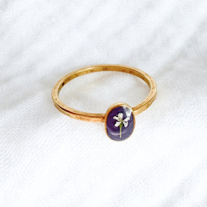 Iris Pressed Flower Ring | Gold