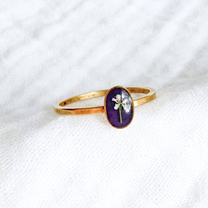 Iris Pressed Flower Ring | Gold