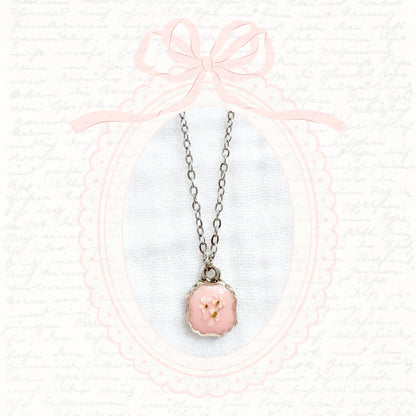 Emma Mini Frame Pressed Flower Necklace | Silver