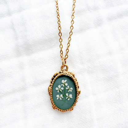 Jeannie Pressed Flower Necklace | Gold