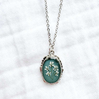 Jeannie Pressed Flower Necklace | Silver