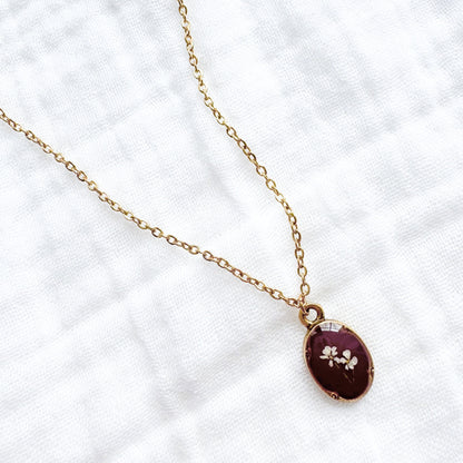 Jessie Mini Ornate Pressed Flower Necklace | Gold