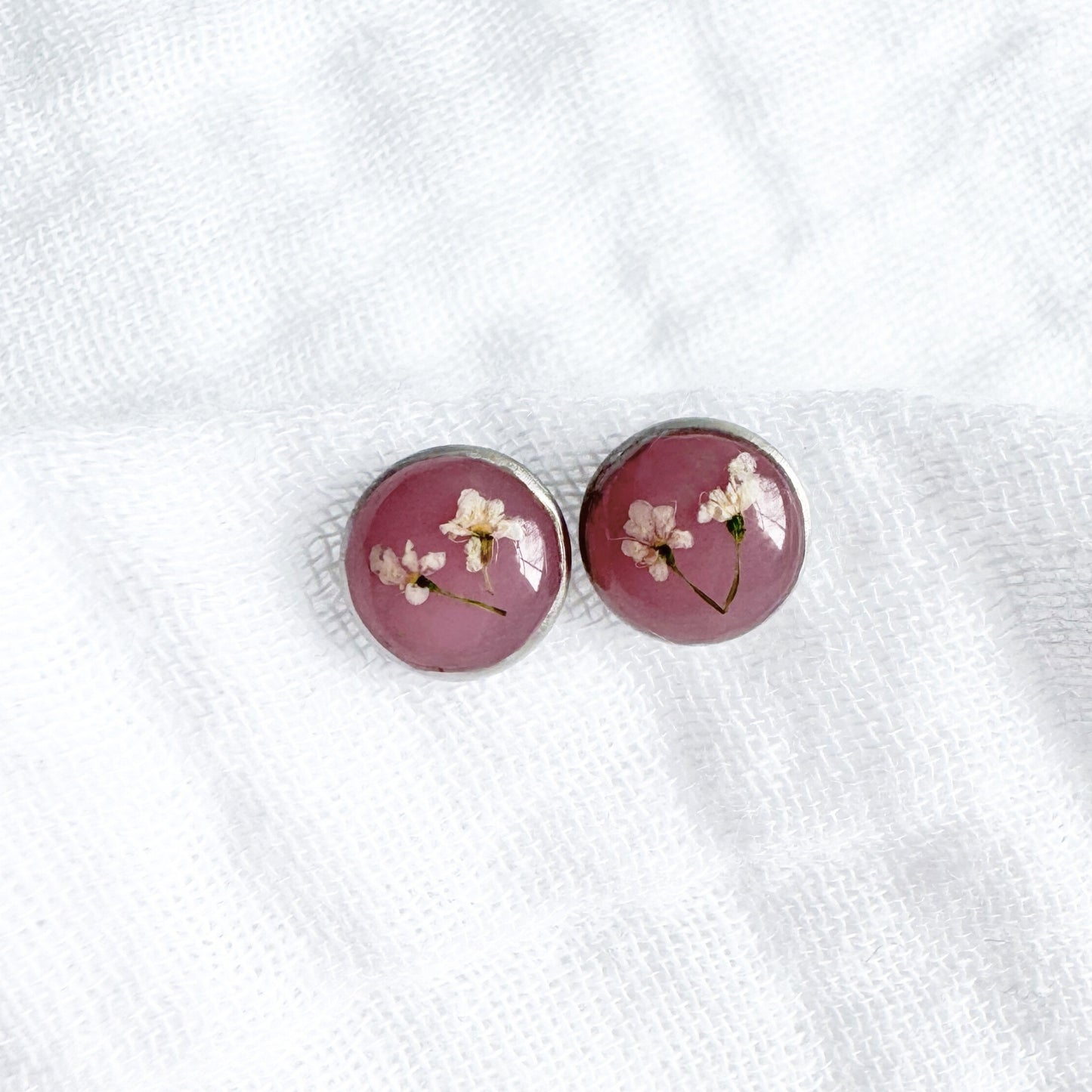 Jessie Pressed Flower Earrings | Silver