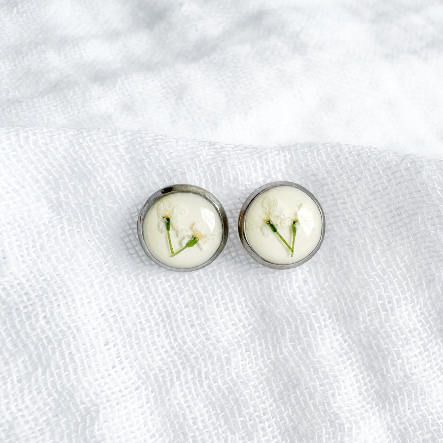 Joyce Pressed Flower Earrings | Silver