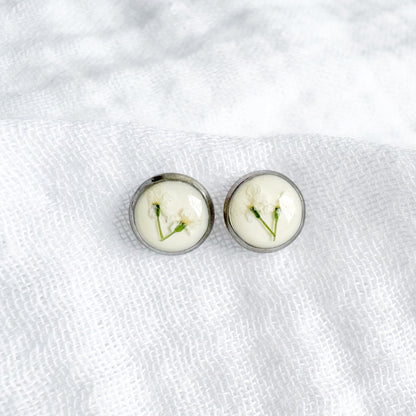 Joyce Pressed Flower Earrings | Silver