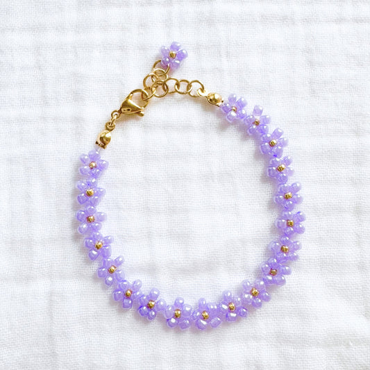 Lavender Daisy Chain Bracelet | Gold