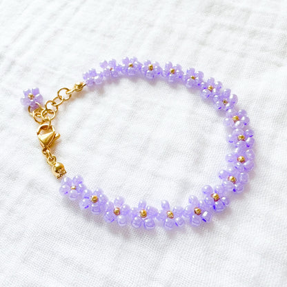 Lavender Daisy Chain Bracelet | Gold