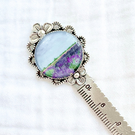 Lavender Field Bookmark | Silver