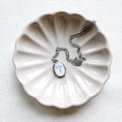 Lavender Botanical Illustration Pendant Necklace | Silver