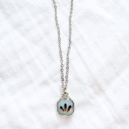 Lavender Trio Mini Frame Pressed Flower Necklace | Silver