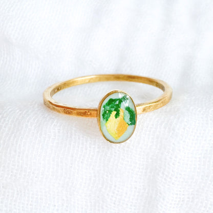 Hand-painted Botanical Lemon Ring | Gold