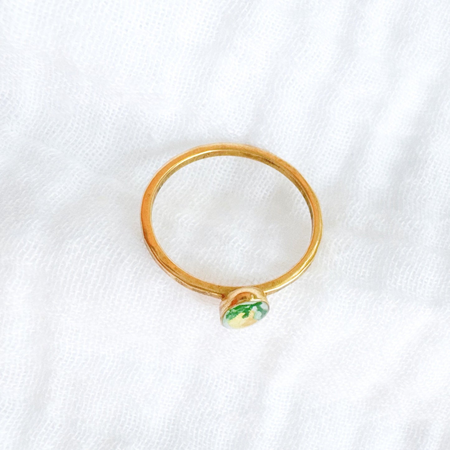 Hand-painted Botanical Lemon Ring | Gold