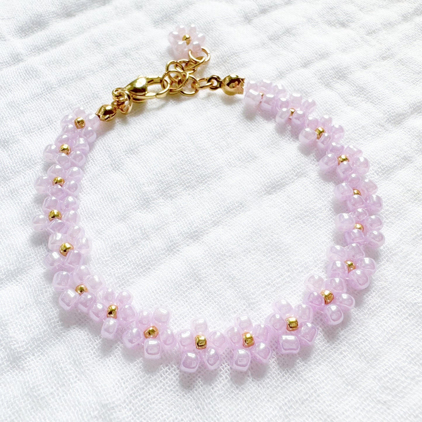 Lilac Daisy Chain Bracelet | Gold