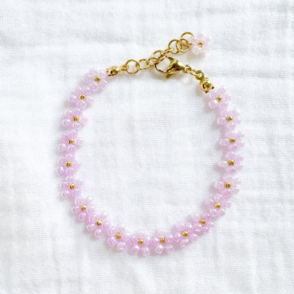 Lilac Daisy Chain Bracelet | Gold