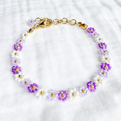 Lilacs & Lavender Daisy Chain Bracelet | Gold