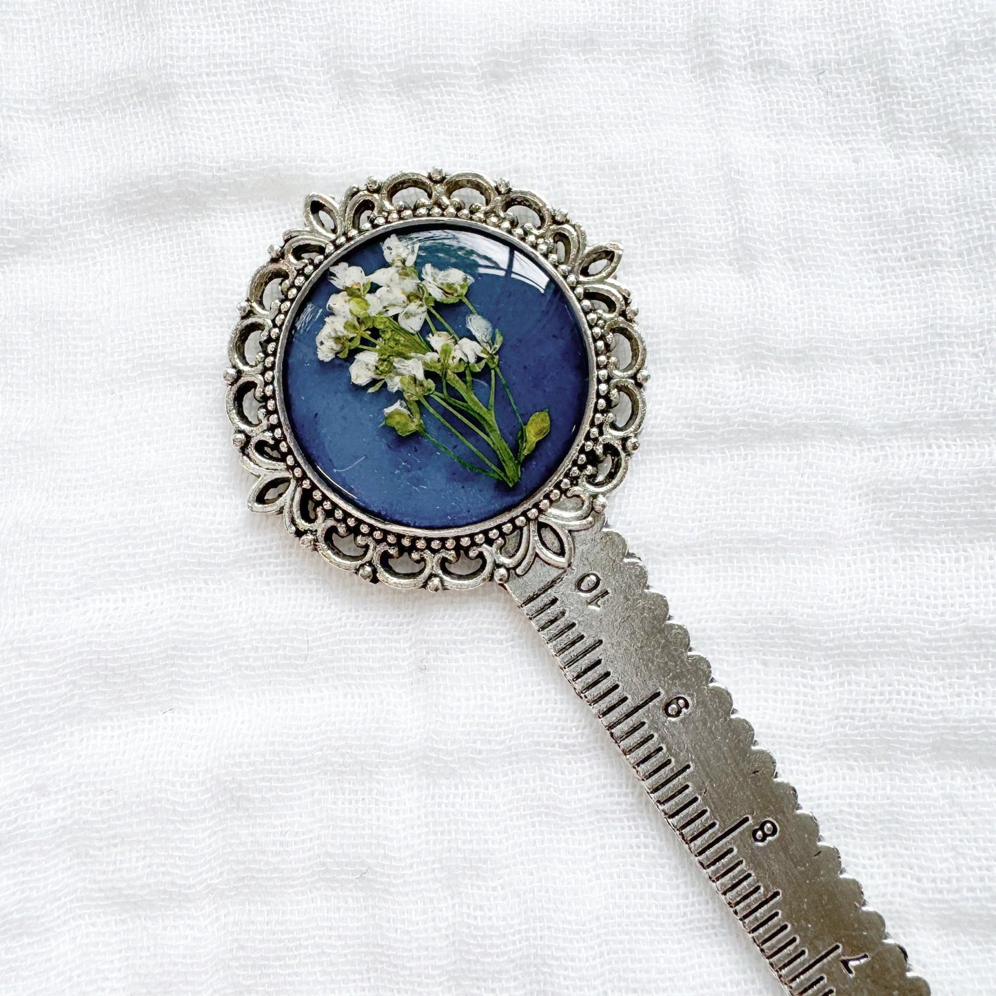 Madeline Pressed Flower Bookmark | Silver
