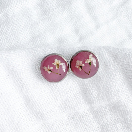 Marianne Pressed Flower Earrings | Silver