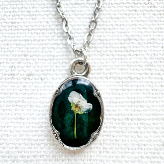 Martha Pressed Flower Necklace | Silver