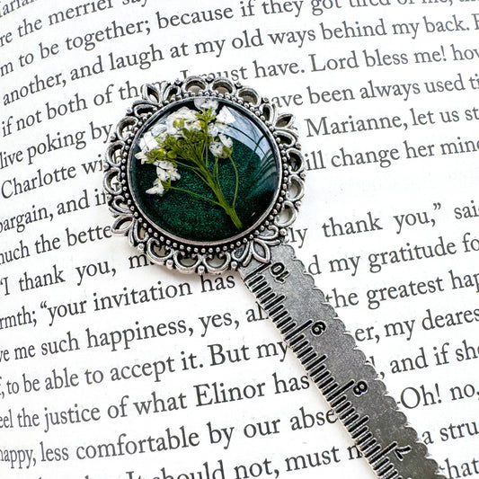 Martha Pressed Flower Bookmark | Silver